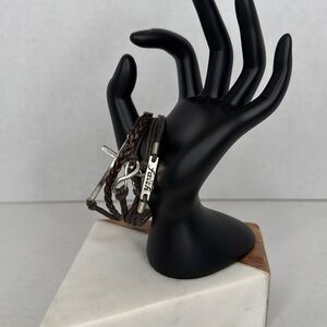 Bohemian Brown Layered Bracelet with Silver Accents lot C33